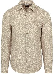 BOSS Shirt Linen Print Beige