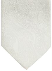Suitable Wedding Tie Silk Stripe Paisley Off White
