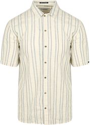 No Excess Short Sleeve Shirt Stripes Ecru