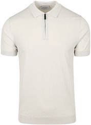 Suitable Knitted Half Zip Polo Shirt Beige