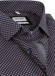 Olymp Level Five Shirt Print Dark Blue