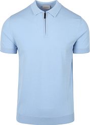 Suitable Knitted Half Zip Polo Shirt Light Blue