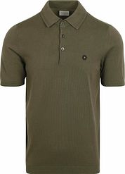 No Excess Knitted Polo Shirt Olive Green