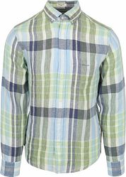 Gant Shirt Linen Checks Blue Green 