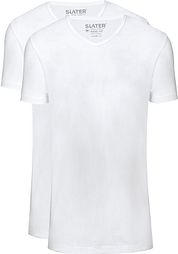 Slater 2-pack T-shirt Basic Extra Long V-neck White