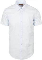 Suitable Short Sleeves Shirt Cotton Slub Light Blue
