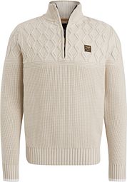 PME Legend Knitted Half Zip Pullover Ecru