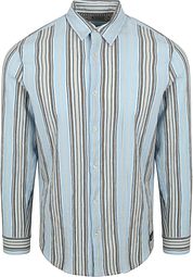 Scotch and Soda Shirt Crinkled Stripe Light Blue