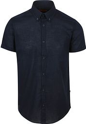 Suitable Short Sleeves Shirt Cotton Slub Navy