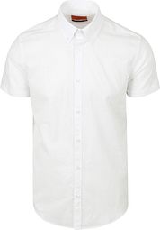 Suitable Short Sleeves Shirt Cotton Slub White