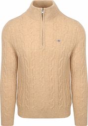 Gant Halfzip Lambswool Sweater Cable Beige