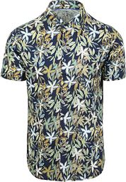 Desoto Short Sleeve Jersey Shirt Botanic Print Navy