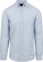 Suitable Shirt Linen Stripes Light Blue