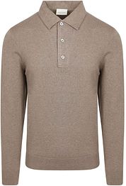 Profuomo Longsleeve Polo Shirt Luxury Basic Taupe