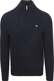 Gant Halfzip Lambswool Sweater Cable Navy