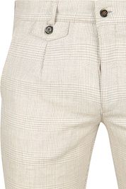 Suitable Chino Linen Blend Checks Beige