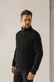 State Of Art Cardigan Heavy Cable Wool Mix Dark Green