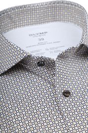Olymp Level 5 Shirt Print Beige
