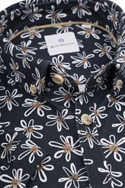Blue Industry Short Sleeve Shirt Flowers Navy