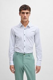 BOSS Hank Shirt Stretch Print White