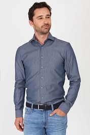 Suitable Dobby Shirt Melange Dark Blue