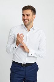 Suitable Shirt Twill Double Cuff Print White