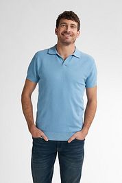 Petrol Knitted Polo Shirt Light Blue