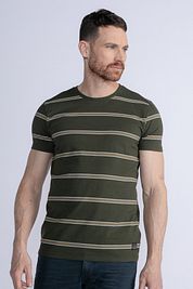 Petrol T Shirt Rugby Striped Dark Green