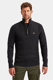 PME Legend Knitted Half Zip Pullover Cable Black