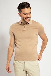 Suitable Knitted Polo Shirt Beige