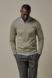 Profuomo Pullover V-Neck Merino Wool Green