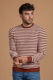 Suitable Pullover O-Neck Brown Stripe