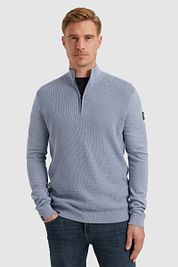 Vanguard Sweater Half Zip Textured Blue
