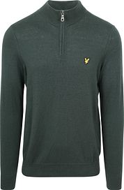 Lyle & Scott Half Zip Pullover Merino Wool Dark Green