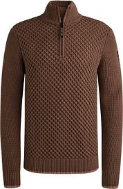 PME Legend Half Zip Structure Sweater Brown