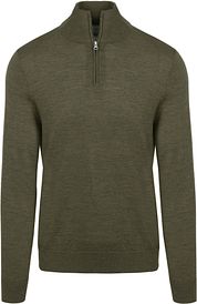 King Essentials The Michael Half Zip Pull Army Merino Green
