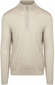 Profuomo Half Zip Pullover Merino Wool Beige 