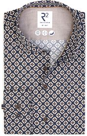 R2 Shirt Camel Flower Print Navy