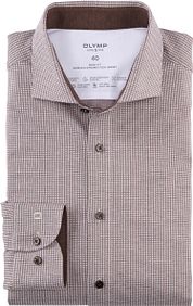 OLYMP Shirt Level 5 24/Seven Pied de Poule Brown