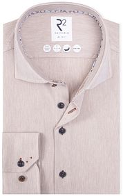 R2 Knitted Travel Shirt Herringbone Beige