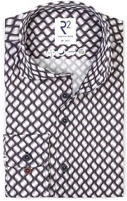 R2 Shirt Twill Leave Print Multicolour