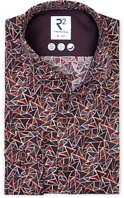 R2 Shirt Poplin Triangle Print Bordeaux