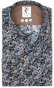 R2 Shirt Poplin Triangle Print Green