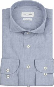 Profuomo Shirt Peached Herringbone Flanel Blue