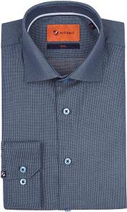 Suitable Dobby Shirt Melange Dark Blue