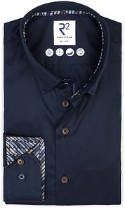 R2 Shirt Fine Twill Contrast Navy