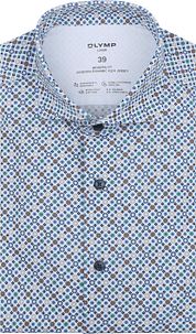 Olymp Luxor Shirt Stretch Print Blue