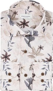 Profuomo Shirt Floral Print Beige
