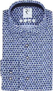 R2 Knitted Piqué Shirt Flowers Blue