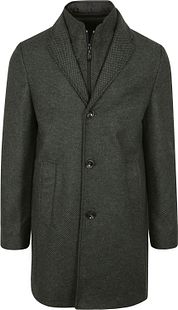 Suitable K150 Coat Wool Blend Plaid Dark Green